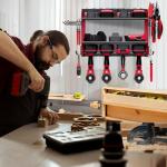 NRCUWI Garden Power Tool Organizer, Heavy Duty Tools Storage Rack Wall Mount with Charging Station, 3 Layers Yard Tool Shelf Drill Holder for Ryobi Tools - Ideal for Garage, Workshop