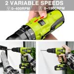 SnapFresh 20V Cordless Impact Drill-1/2" Power Drill/Driver Set,445in-lbs Torque Max,2 Variable Speeds, 43Pcs Bits w/case,2.0Ah Battery & Fast Charger Included, Power Tools