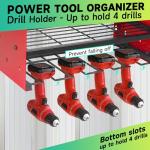 NRCUWI Garden Power Tool Organizer, Heavy Duty Tools Storage Rack Wall Mount with Charging Station, 3 Layers Yard Tool Shelf Drill Holder for Ryobi Tools - Ideal for Garage, Workshop