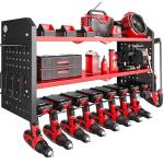 Nacial Power Tool Organizer Wall Mount, 8 Drill Holder Wall Mount with 3 Layer Cordless Drill Holder, Heavy Duty Tool Rack with 12 Hooks, Power Tool Storage for Garage Organization, Father's Day Gifts