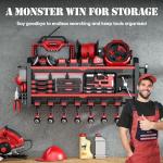 Nacial Power Tool Organizer Wall Mount, 8 Drill Holder Wall Mount with 3 Layer Cordless Drill Holder, Heavy Duty Tool Rack with 12 Hooks, Power Tool Storage for Garage Organization, Father's Day Gifts