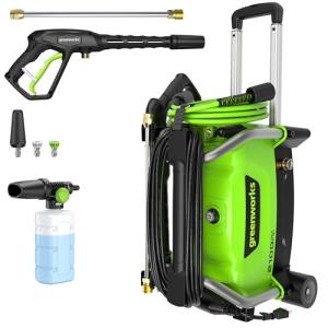 Greenworks 2100 PSI (SGS Certified) 1.2 GPM 13Amp Compact Electric Pressure Washer Telescoping Handle Power Washer for Cars, Driveways, Patios, Patio Furniture & Around Pools