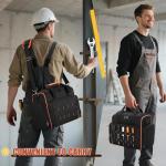 Marscamd Tool Bag with 3 Removable Cases, 2 Layers Tool Tote for Hand Tools, Black with Red Binding