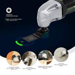 GALAX PRO 22000 OPM 1.5A Oscillating Multi Tool, 3 Degree Oscillating Angle with 3 Pieces Saw Blades, 1 Piece Semi Circle Blade Sanding Plate, 6 Pieces Sanding Papers for Grinding