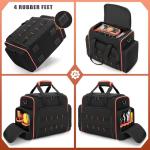 Marscamd Tool Bag with 3 Removable Cases, 2 Layers Tool Tote for Hand Tools, Black with Red Binding
