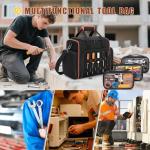 Marscamd Tool Bag with 3 Removable Cases, 2 Layers Tool Tote for Hand Tools, Black with Red Binding