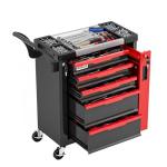 Tool Chest 5-Drawer | Rolling Tool Chest with Wheels/Side Drawer | Drawers Integrated Lockable | Tool Cart/Cabinet with Drawers for Garage Storage,Workshop | Safety Rounded Corner Anti-collision | Red