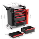 Tool Chest 5-Drawer | Rolling Tool Chest with Wheels/Side Drawer | Drawers Integrated Lockable | Tool Cart/Cabinet with Drawers for Garage Storage,Workshop | Safety Rounded Corner Anti-collision | Red