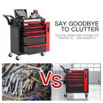 Tool Chest 5-Drawer | Rolling Tool Chest with Wheels/Side Drawer | Drawers Integrated Lockable | Tool Cart/Cabinet with Drawers for Garage Storage,Workshop | Safety Rounded Corner Anti-collision | Red