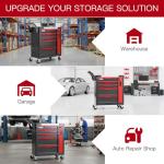 Tool Chest 5-Drawer | Rolling Tool Chest with Wheels/Side Drawer | Drawers Integrated Lockable | Tool Cart/Cabinet with Drawers for Garage Storage,Workshop | Safety Rounded Corner Anti-collision | Red