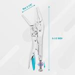 DURATECH 6-1/2Inch Long Nose Locking Pliers, Premium Cr-V Construction, Long Nose Pliers with Wire Cutter for Easy Access to Hard to Reach Areas