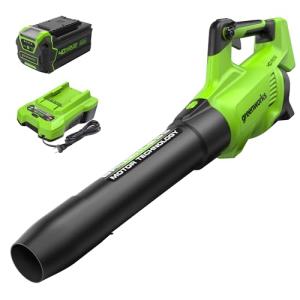 Greenworks 40V (130 MPH / 550 CFM / 75+ Compatible Tools) Cordless Brushless Axial Leaf Blower, 4.0Ah Battery and Charger Included