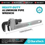 DURATECH 10-inch Heavy Duty Aluminum Straight Pipe Wrench, Adjustable Plumbing Wrench, Drop Forged, Exceed GGG standard