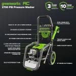Greenworks Pro Brushless 2700 PSI (CSA Certified) 2.3 GPM Max / 1.2 GPM Electric Pressure Washer (Foldable Handles, Rugged Steel Frame, 25 FT Hose, 35 FT GFCI Power Cord)