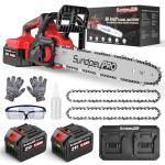 SundpeyPRO 16" Cordless Electric Chainsaw - 42V Brushless Dual Battery Powered Power Chain Saw With 2 x 5.0Ah Battery & Charger & Tool-Free Tensioner & Instant-Stop Chain Brake for Tree & Wood Cutting