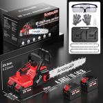 SundpeyPRO 16" Cordless Electric Chainsaw - 42V Brushless Dual Battery Powered Power Chain Saw With 2 x 5.0Ah Battery & Charger & Tool-Free Tensioner & Instant-Stop Chain Brake for Tree & Wood Cutting