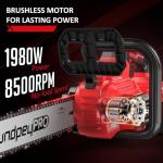 SundpeyPRO 16" Cordless Electric Chainsaw - 42V Brushless Dual Battery Powered Power Chain Saw With 2 x 5.0Ah Battery & Charger & Tool-Free Tensioner & Instant-Stop Chain Brake for Tree & Wood Cutting