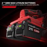 SundpeyPRO 16" Cordless Electric Chainsaw - 42V Brushless Dual Battery Powered Power Chain Saw With 2 x 5.0Ah Battery & Charger & Tool-Free Tensioner & Instant-Stop Chain Brake for Tree & Wood Cutting