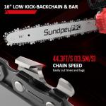 SundpeyPRO 16" Cordless Electric Chainsaw - 42V Brushless Dual Battery Powered Power Chain Saw With 2 x 5.0Ah Battery & Charger & Tool-Free Tensioner & Instant-Stop Chain Brake for Tree & Wood Cutting