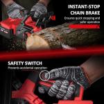 SundpeyPRO 16" Cordless Electric Chainsaw - 42V Brushless Dual Battery Powered Power Chain Saw With 2 x 5.0Ah Battery & Charger & Tool-Free Tensioner & Instant-Stop Chain Brake for Tree & Wood Cutting