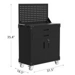 GarveeHome Rolling Tool Cabinet, Heavy Duty Steel Garage Storage Cabinet with 2 Drawers, Pegboard & 4 Wheels, Lockable Tool Cart Workbench for Workshop, Warehouse