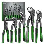SK 5-Piece Pliers Set, 8" Adjustable Joint, 8", 10" and 12" Quick Adjust V-Jaw Groove Joint, 10" Pliers Wrench, Premium CR-V Construction, with EVA Foam Tool Organizer
