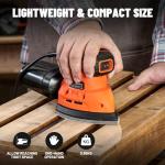 DOVAMAN DLS03A Detail Sander, 130W Palm Sander Tool, Dust Collection System, 12PCS Sandpaper, 12000RPM Compact Hand Tool for Wood Steel Surfaces