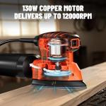 DOVAMAN DLS03A Detail Sander, 130W Palm Sander Tool, Dust Collection System, 12PCS Sandpaper, 12000RPM Compact Hand Tool for Wood Steel Surfaces