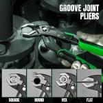 SK 5-Piece Pliers Set, 8" Adjustable Joint, 8", 10" and 12" Quick Adjust V-Jaw Groove Joint, 10" Pliers Wrench, Premium CR-V Construction, with EVA Foam Tool Organizer