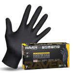 SAS Safety 66518 Raven Powder-Free Disposable Black Nitrile 7-Mil Gloves, Large, 100 Gloves by Weight