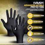 SAS Safety 66518 Raven Powder-Free Disposable Black Nitrile 7-Mil Gloves, Large, 100 Gloves by Weight