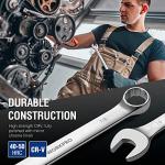 WORKPRO Mechanics Wrench Set Metric and Standard, 22PCS Complete Combination Wrenches Set. SAE 1/4" to 7/8", Metric 9mm to 19mm, Automotive Wrench Set with Rack Organizer