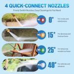 Pressure Washer Power Washers with Touch Screen, 5000PSIIMAX, High Pressure Cleaning Machine with 4 Quick Connect Nozzles and Foam Cannon for Cars Driveways Patios Fences, Blue