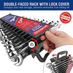 WORKPRO Mechanics Wrench Set Metric and Standard, 22PCS Complete Combination Wrenches Set. SAE 1/4" to 7/8", Metric 9mm to 19mm, Automotive Wrench Set with Rack Organizer