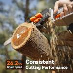 TaskStar 2-in-1 Pole Saw for Tree Trimming, 8 Inch Cordless Mini Chainsaw with Extension Pole, Brushless Motor, with 2 x 4.0 Ah Batteries & Charger, Auto Lubrication, 15 Ft Max Reach