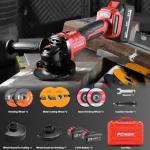 AOBEN Cordless Angle Grinder 4-1/2 inch, 21V Battery Grinder Tool, Power Electric Grinders, Brushless Motor, 2x4.0Ah Battery & Charger, for Cutting, Grinding, Polishing