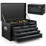 Toolsempire Tool Box, 6-Drawer Steel Tool Chest with Top Storage Automatic Lock & EVA Liner, Portable Tool Storage Organizer for Repair Shop Garage Warehouse (Black)