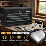 Toolsempire Tool Box, 6-Drawer Steel Tool Chest with Top Storage Automatic Lock & EVA Liner, Portable Tool Storage Organizer for Repair Shop Garage Warehouse (Black)