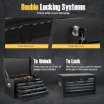 Toolsempire Tool Box, 6-Drawer Steel Tool Chest with Top Storage Automatic Lock & EVA Liner, Portable Tool Storage Organizer for Repair Shop Garage Warehouse (Black)