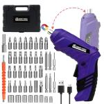 Electric Screwdriver Cordless, 3.6V Cordless Screwdriver Rechargeable, 47Pcs Small Power Screwdriver Set with Pivoting Handle and LED Light, 3Nm Battery Screw Gun for DIY Enthusiasts