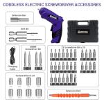 Electric Screwdriver Cordless, 3.6V Cordless Screwdriver Rechargeable, 47Pcs Small Power Screwdriver Set with Pivoting Handle and LED Light, 3Nm Battery Screw Gun for DIY Enthusiasts