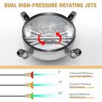 14" Pressure Washer Surface Cleaner with 4 Wheels, Stainless Steel Housing, 4000 PSI Max, 3 Connect Nozzles & 2 Extension Wands, Pressure Washer Surface Cleaner for Concrete, Patios, Sidewalks