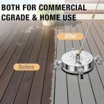 14" Pressure Washer Surface Cleaner with 4 Wheels, Stainless Steel Housing, 4000 PSI Max, 3 Connect Nozzles & 2 Extension Wands, Pressure Washer Surface Cleaner for Concrete, Patios, Sidewalks