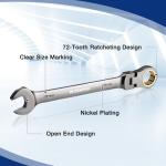 WORKPRO 22-Piece Flex-Head Ratcheting Wrench Set, Ratchet Combination Wrench Sets with Organizer Box, Nickel Plating, 72 Teeth, Metric 6-18mm & SAE 1/4-3/4"