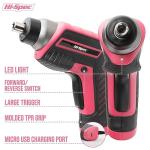 Hi-Spec 35-Piece Tool Kit with 3.6V USB Small Electric Screwdiver Set, Pink Drill Set for Women, Tool Kit for Home