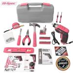 Hi-Spec 35-Piece Tool Kit with 3.6V USB Small Electric Screwdiver Set, Pink Drill Set for Women, Tool Kit for Home