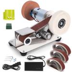 Mini Belt Sander, 15°Electric Bench Grinder Sanding Machine, 7 Adjustable Speed Electric Knife Sharpener for Metal Working DIY, Woodworking, Plastic, Crafts
