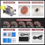 Mini Belt Sander, 15°Electric Bench Grinder Sanding Machine, 7 Adjustable Speed Electric Knife Sharpener for Metal Working DIY, Woodworking, Plastic, Crafts