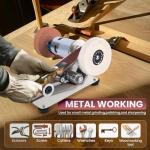 Mini Belt Sander, 15°Electric Bench Grinder Sanding Machine, 7 Adjustable Speed Electric Knife Sharpener for Metal Working DIY, Woodworking, Plastic, Crafts