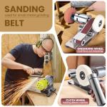 Mini Belt Sander, 15°Electric Bench Grinder Sanding Machine, 7 Adjustable Speed Electric Knife Sharpener for Metal Working DIY, Woodworking, Plastic, Crafts